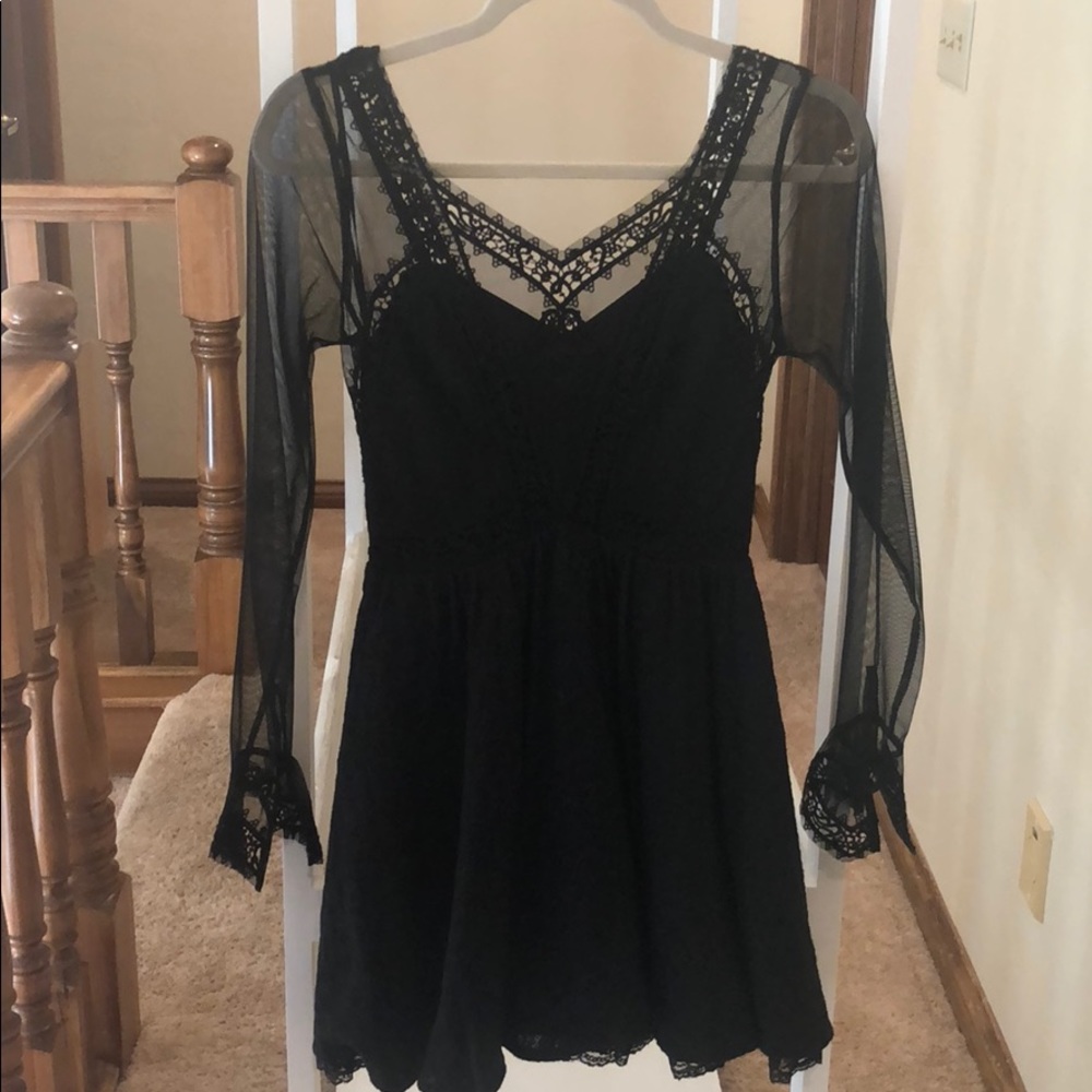 Black open back sheer Free People dress